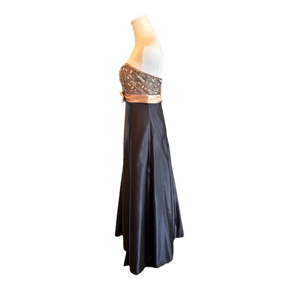 Vtg Jessica McClintock Gunne Sax Strapless Black Satin Lace Gown Prom Dress sz 5 - Picture 8 of 9